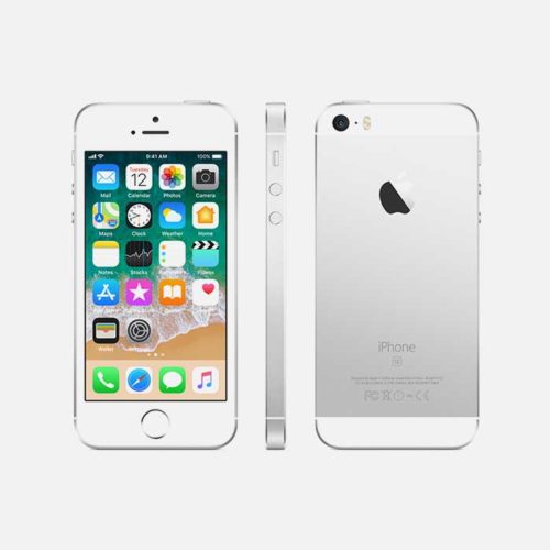 Refurbished iPhone SE Gray front, side and back